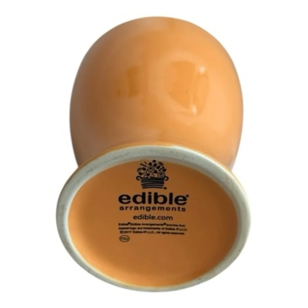 Edible Arrangements Custom Bright Orange Pottery Vase 4.75